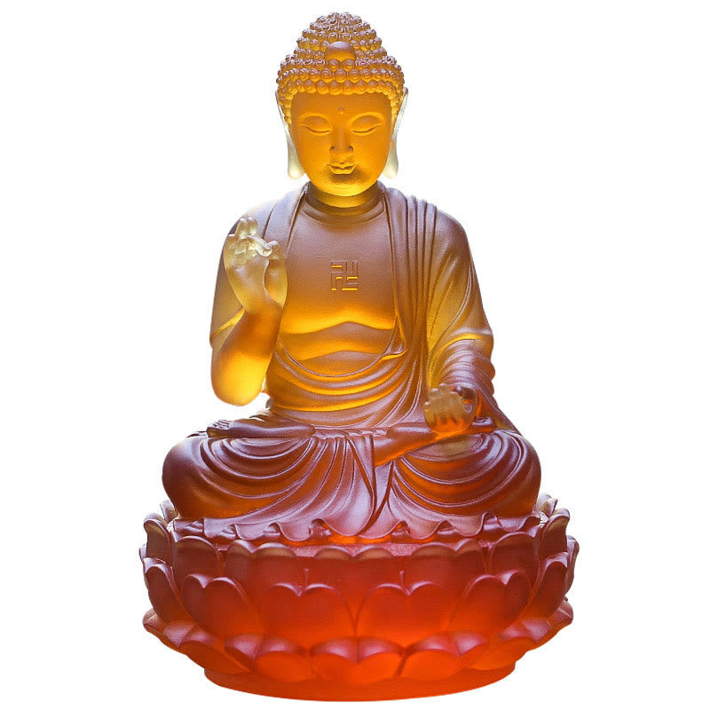 Statue de Bouddha en cristal Liuli 8" Compassion Feng Shui Art