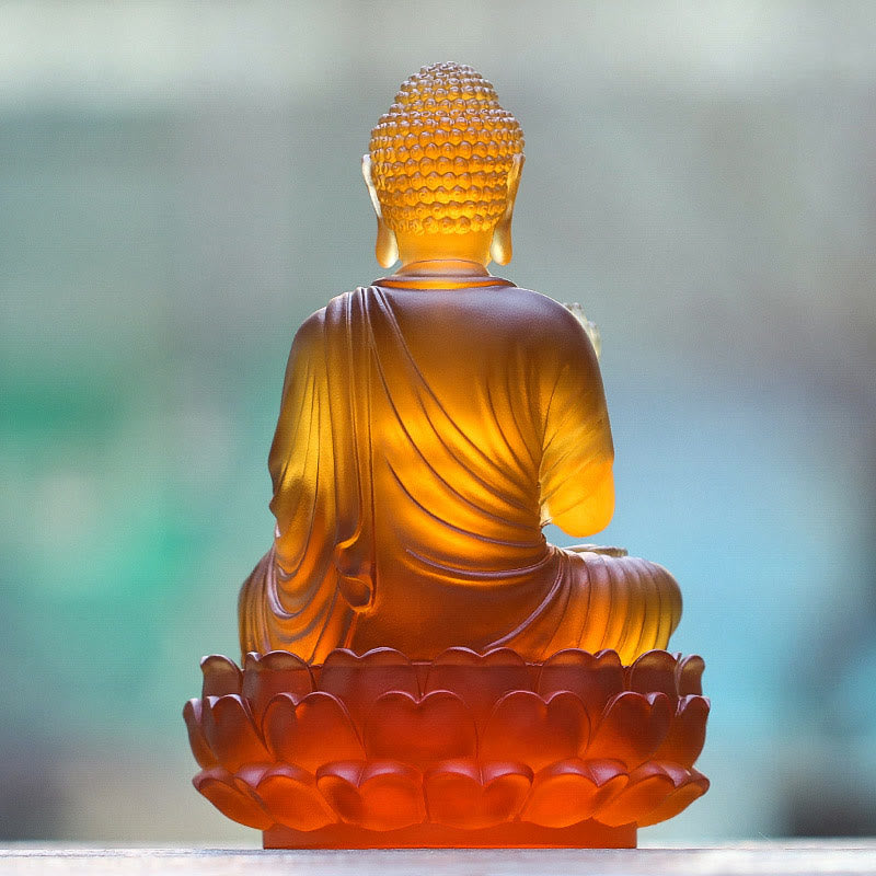Statue de Bouddha en cristal Liuli 8" Compassion Feng Shui Art