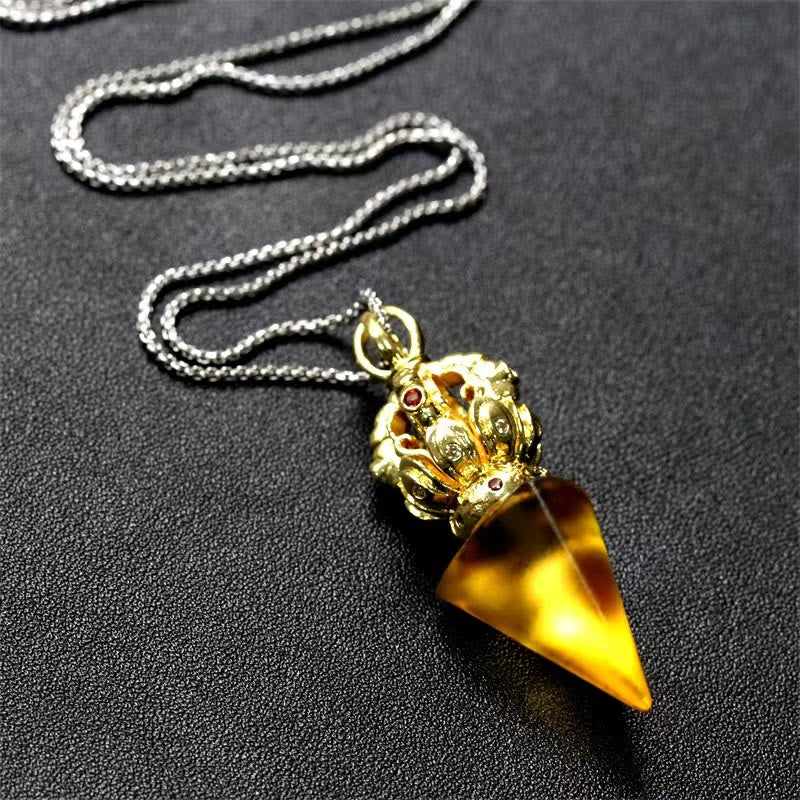 Collier de force spirituelle Dorje Vajra en cristal Liuli