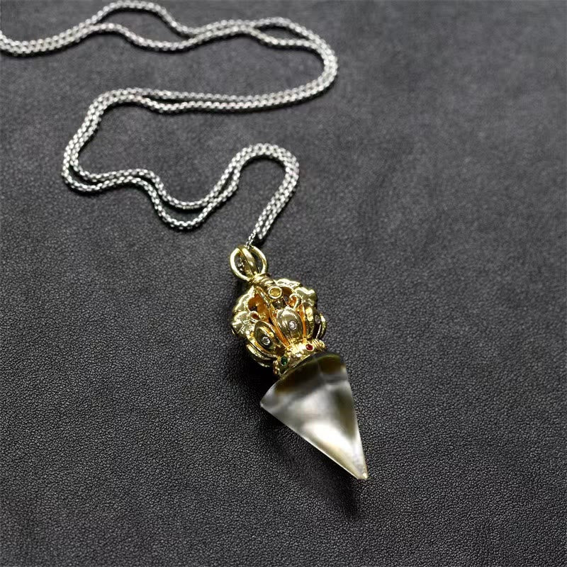 Collier de force spirituelle Dorje Vajra en cristal Liuli