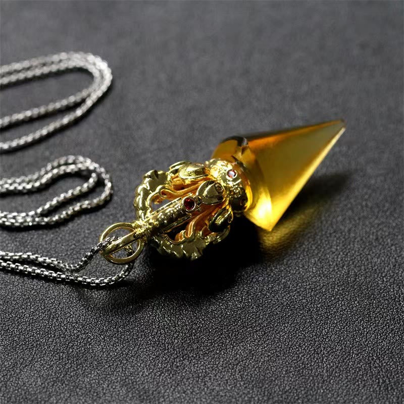 Collier de force spirituelle Dorje Vajra en cristal Liuli