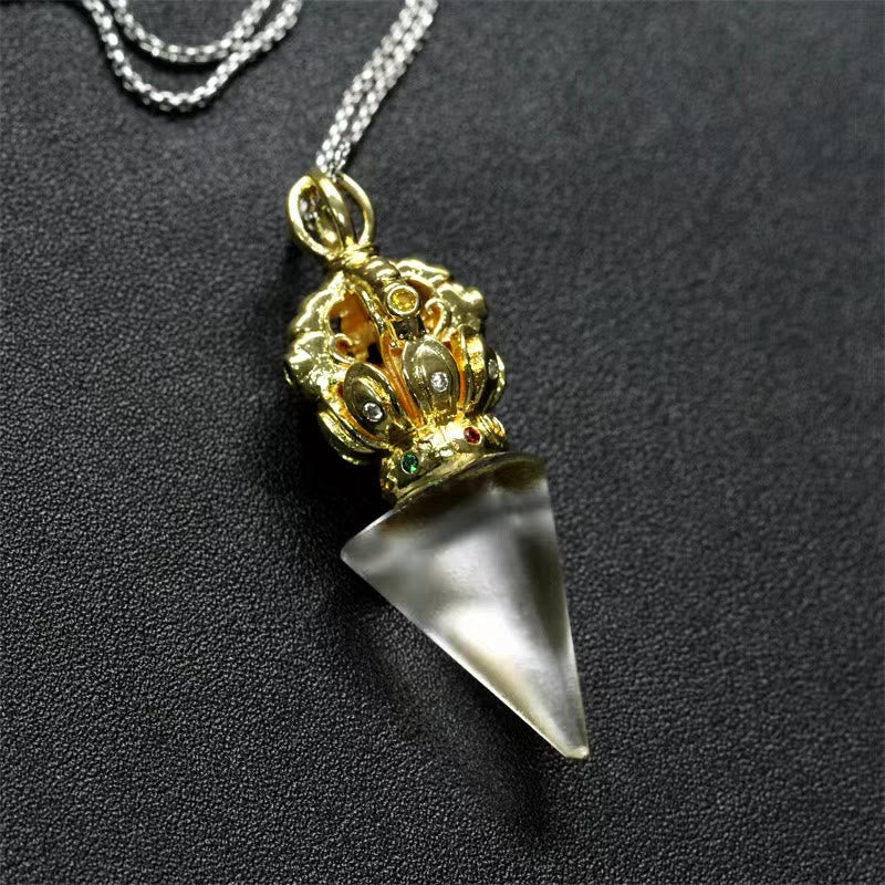 Collier de force spirituelle Dorje Vajra en cristal Liuli