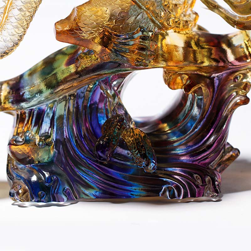 Poignée Liuli Crystal Dragon Ruyi | Décoration Zen protectrice