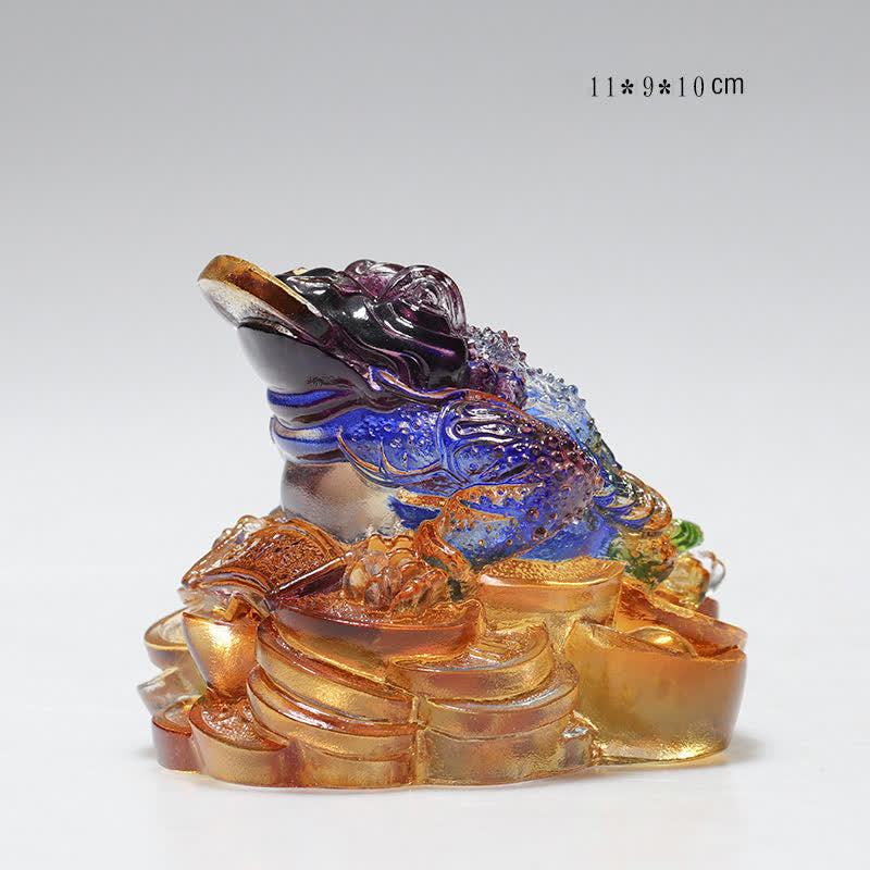 Sculpture de grenouille Feng Shui en cristal Liuli 11 cm Art de la prospérité