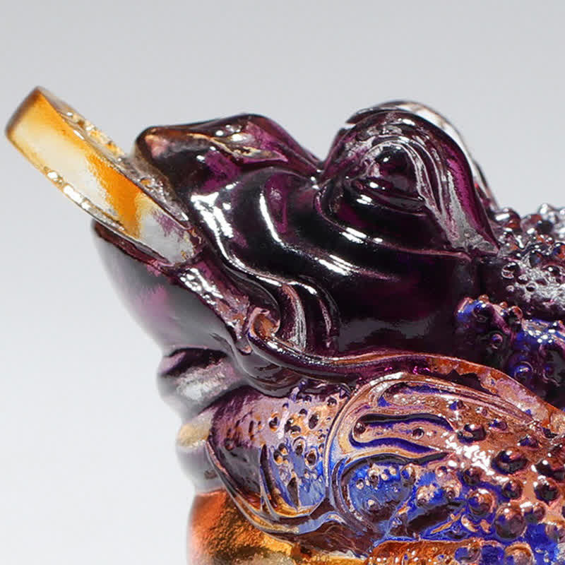 Sculpture de grenouille Feng Shui en cristal Liuli 11 cm Art de la prospérité