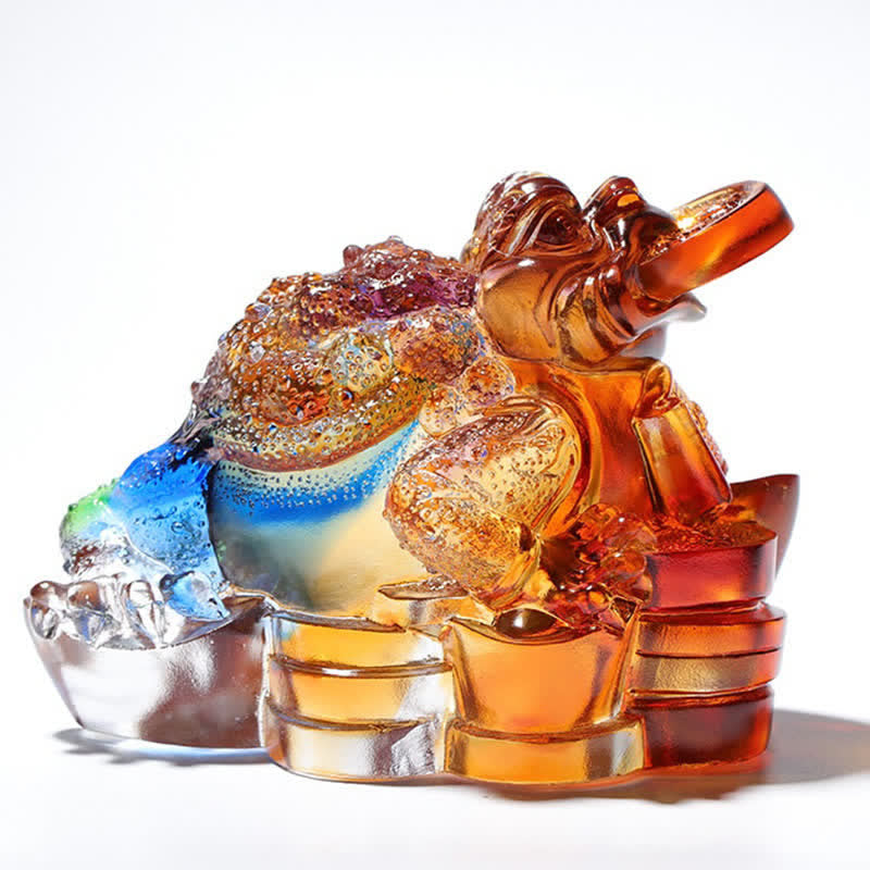 Sculpture de grenouille Feng Shui en cristal Liuli 11 cm Art de la prospérité