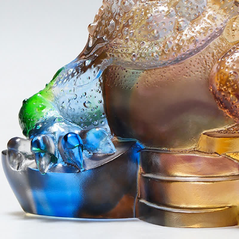 Sculpture de grenouille Feng Shui en cristal Liuli 11 cm Art de la prospérité