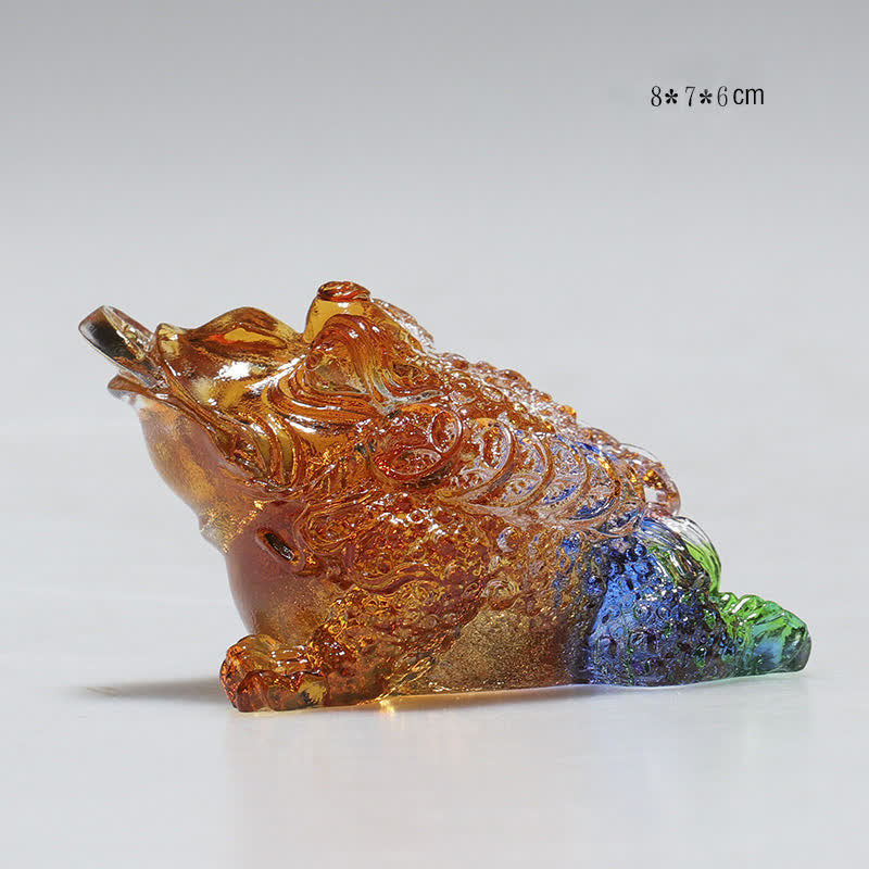 Sculpture de grenouille Feng Shui en cristal Liuli 11 cm Art de la prospérité