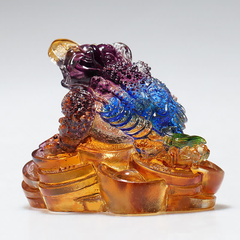 Sculpture de grenouille Feng Shui en cristal Liuli 11 cm Art de la prospérité