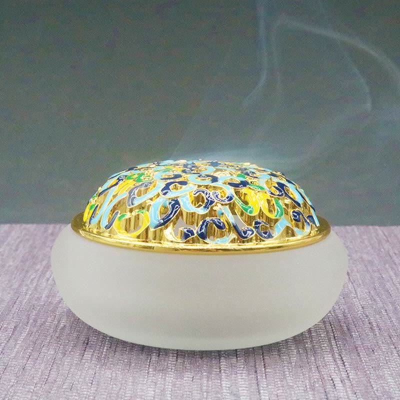 Brûleur d'encens Liuli Crystal Lotus pour la méditation et la guérison