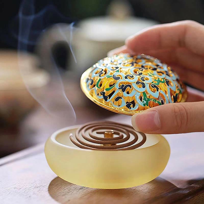 Brûleur d'encens Liuli Crystal Lotus pour la méditation et la guérison