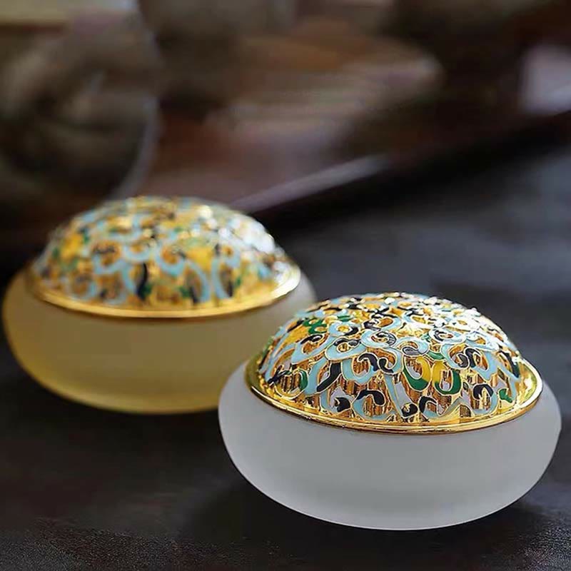 Brûleur d'encens Liuli Crystal Lotus pour la méditation et la guérison