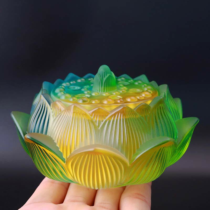 Brûleur d'encens Liuli Crystal Lotus pour la méditation et la guérison