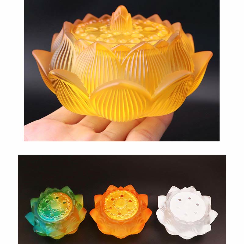 Brûleur d'encens Liuli Crystal Lotus pour la méditation et la guérison
