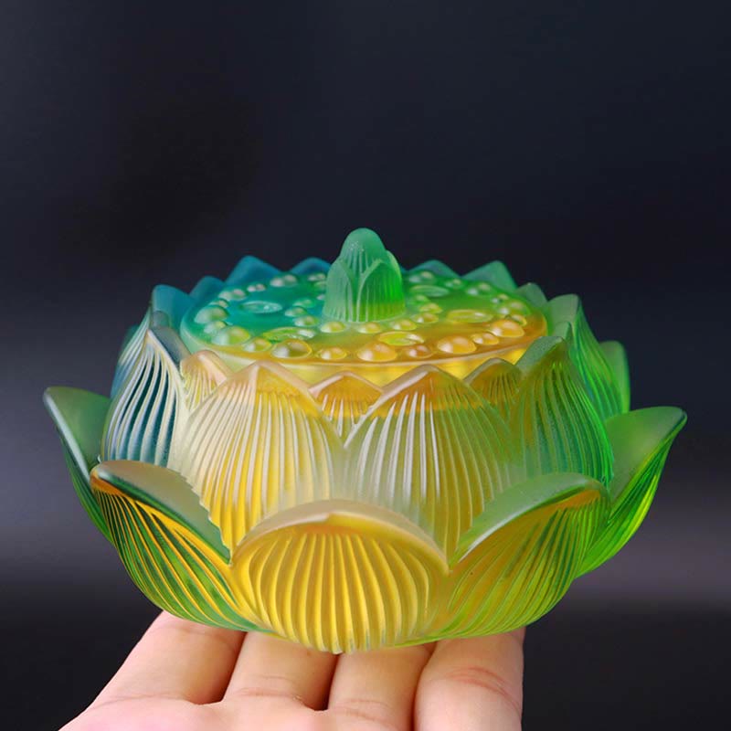 Brûleur d'encens Liuli Crystal Lotus pour la méditation et la guérison
