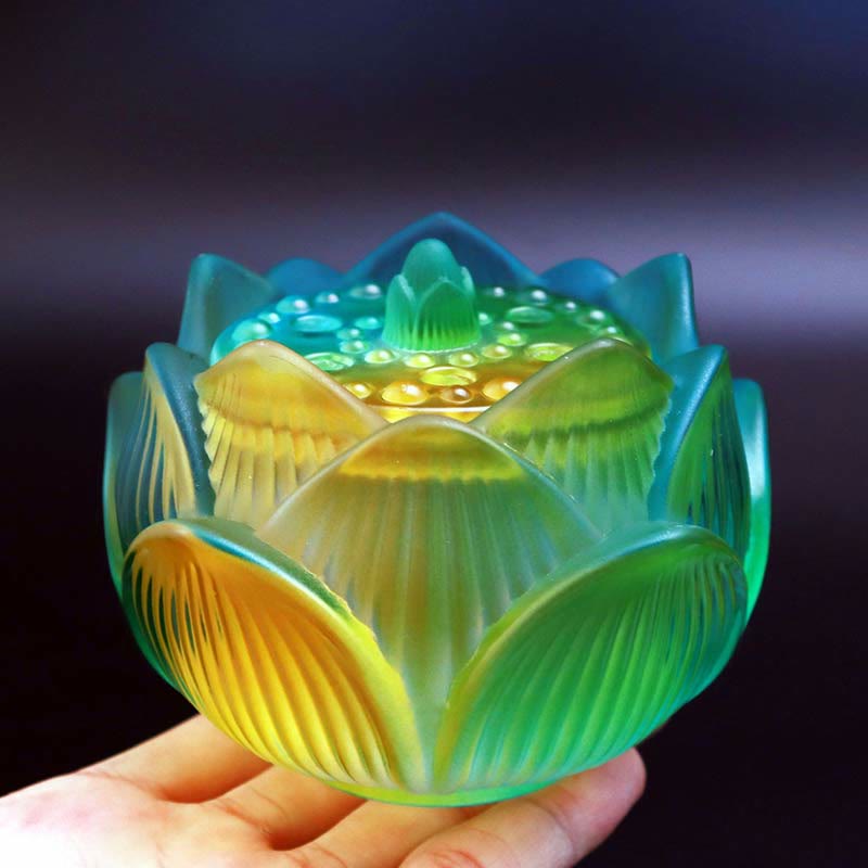 Brûleur d'encens Liuli Crystal Lotus pour la méditation et la guérison