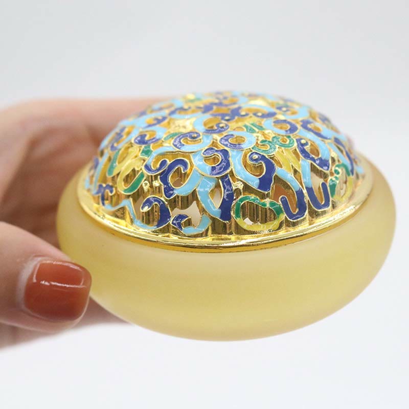 Brûleur d'encens Liuli Crystal Lotus pour la méditation et la guérison