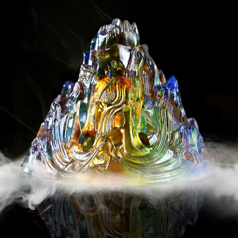 Brûleur d'encens Liuli Crystal Mountain pour la méditation et la guérison