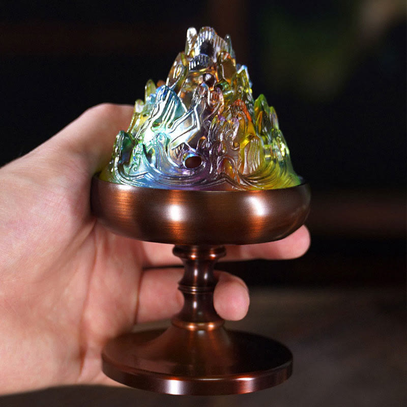 Brûleur d'encens Liuli Crystal Mountain pour la méditation et la guérison