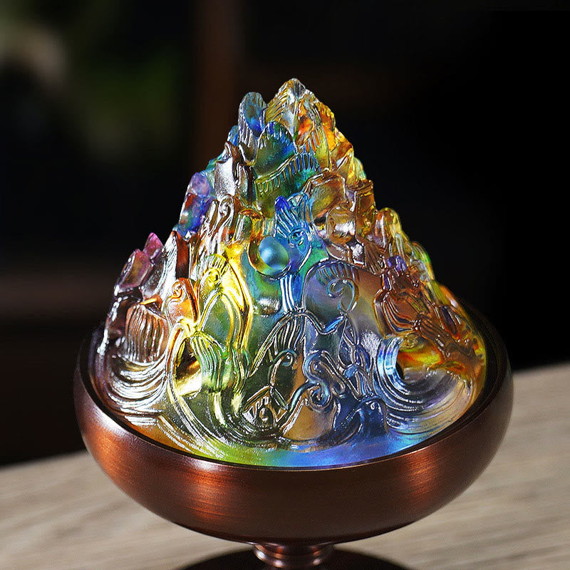 Brûleur d'encens Liuli Crystal Mountain pour la méditation et la guérison