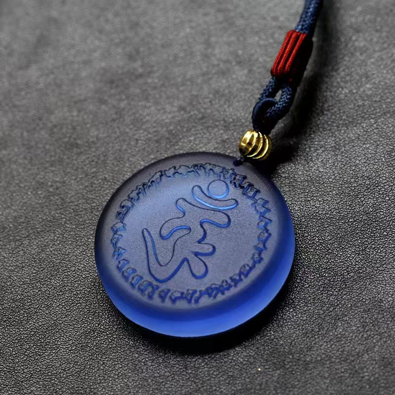 Collier en cristal Liuli avec pendentif mantra Shurangama