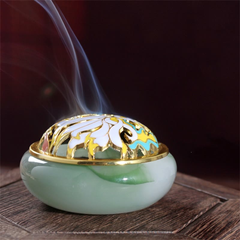 Brûleur d'encens en cristal Liuli Renard à neuf queues pour la méditation