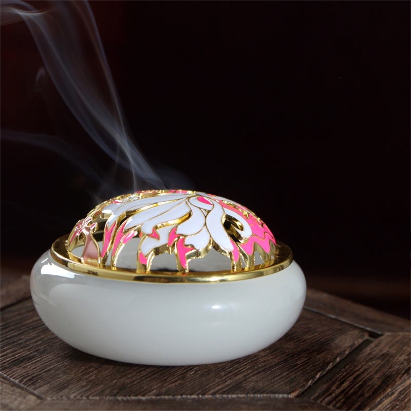 Brûleur d'encens en cristal Liuli Renard à neuf queues pour la méditation