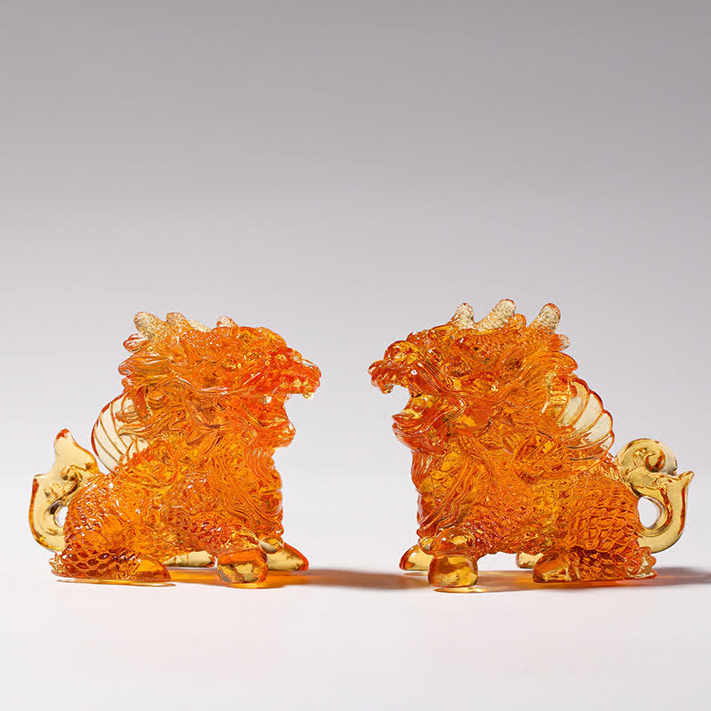Pièce d'art en cristal Liuli Feng Shui Kirin pour décoration zen