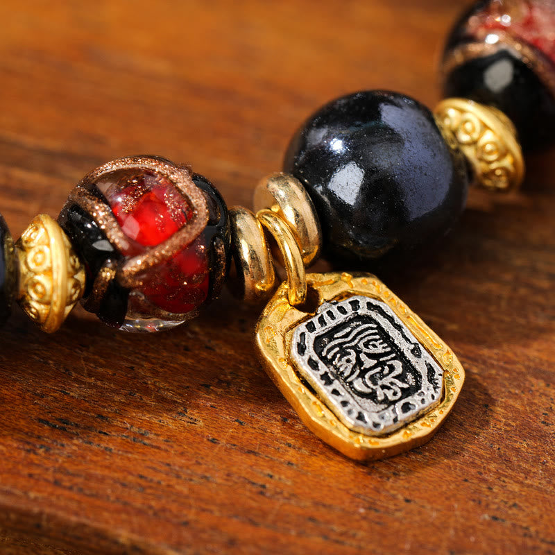 Bracelet spirituel en verre Liuli pour la chance et la richesse 12 mm
