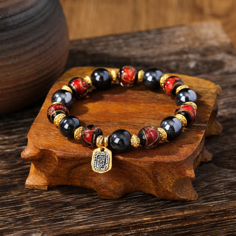 Bracelet spirituel en verre Liuli pour la chance et la richesse 12 mm