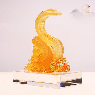 Statue Feng Shui de lingot de serpent Liuli | Art spirituel