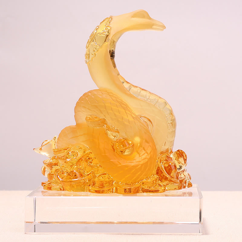 Statue Feng Shui de lingot de serpent Liuli | Art spirituel