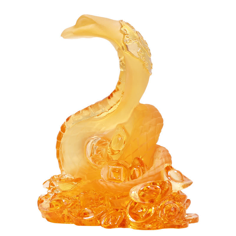 Statue Feng Shui de lingot de serpent Liuli | Art spirituel