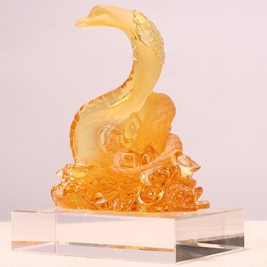 Statue Feng Shui de lingot de serpent Liuli | Art spirituel