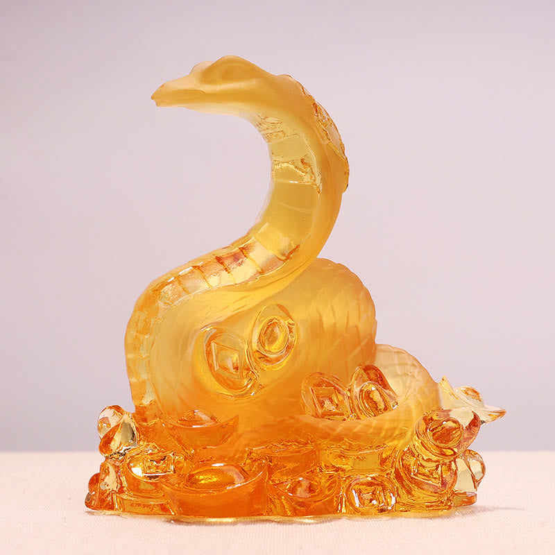 Statue Feng Shui de lingot de serpent Liuli | Art spirituel