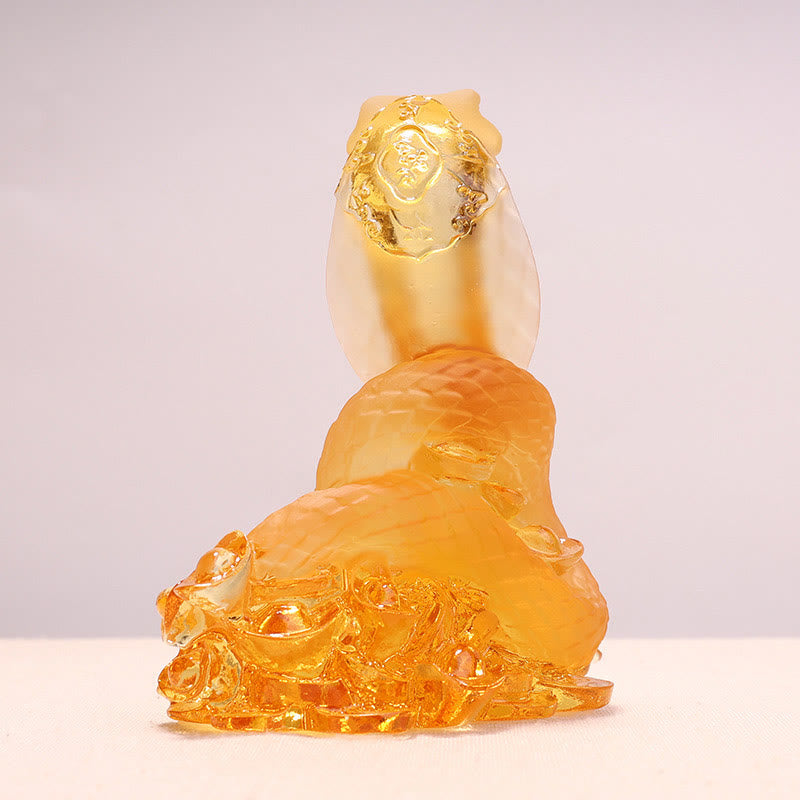 Statue Feng Shui de lingot de serpent Liuli | Art spirituel