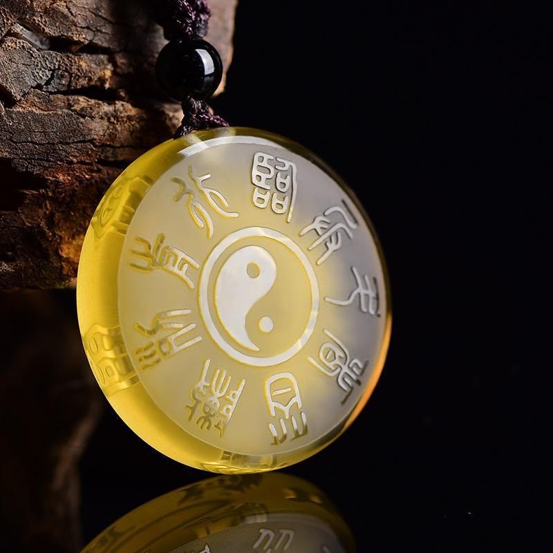 Collier d'équilibre Liuli Yin Yang avec symbole des cinq montagnes sacrées