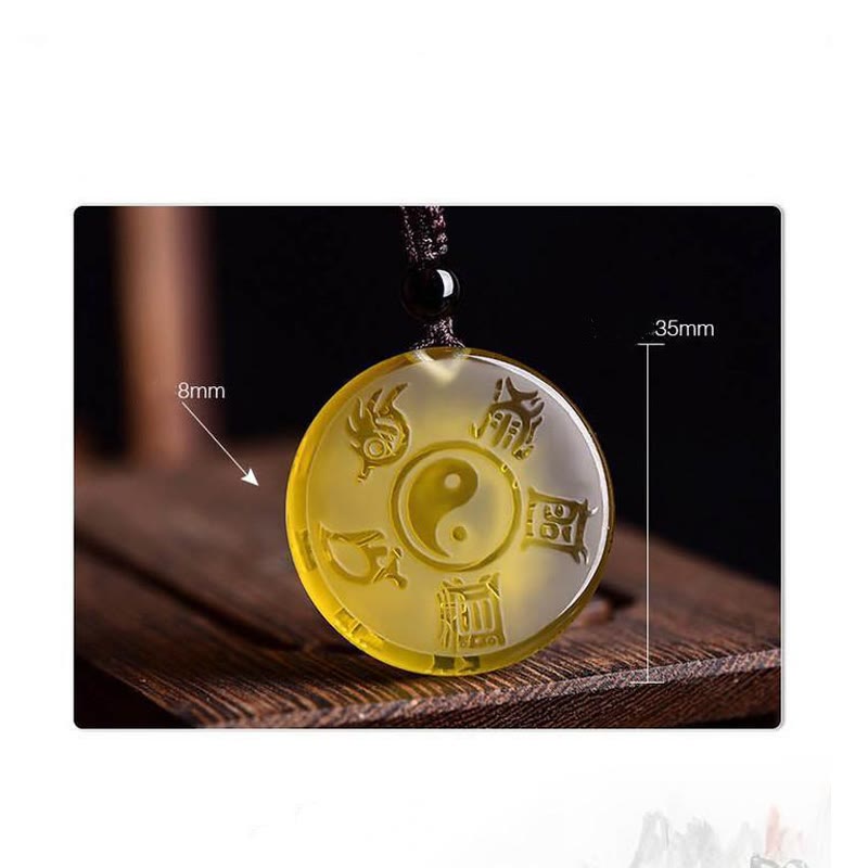Collier d'équilibre Liuli Yin Yang avec symbole des cinq montagnes sacrées