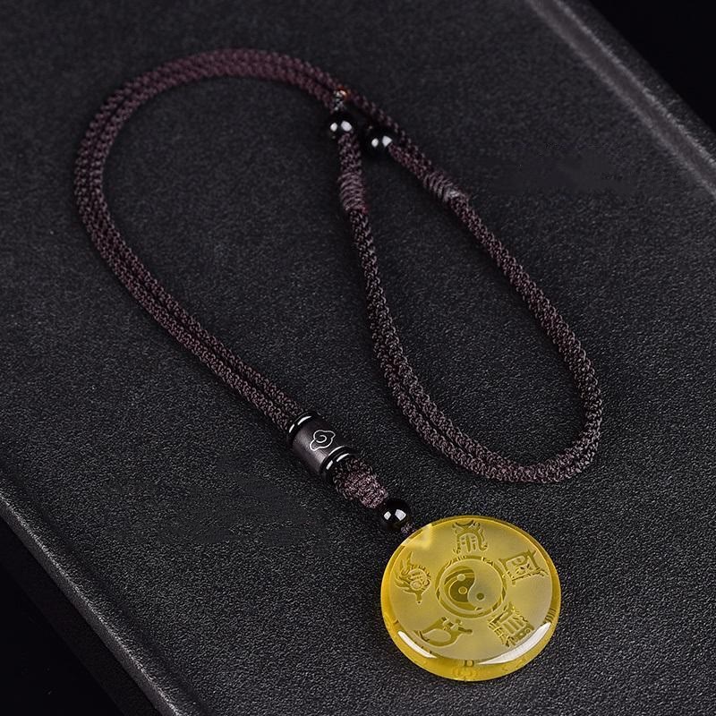 Collier d'équilibre Liuli Yin Yang avec symbole des cinq montagnes sacrées