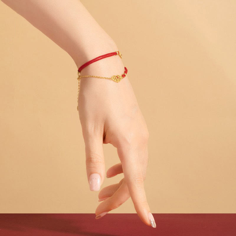 Bracelet en fil rouge « Verrou de bons vœux » pour la chance et la protection