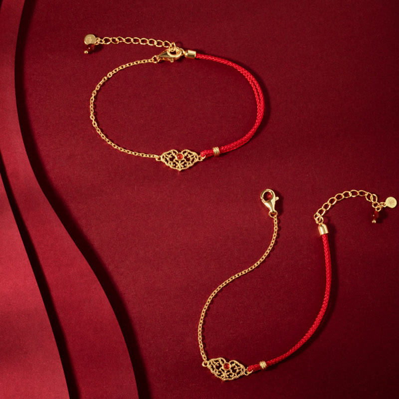 Bracelet en fil rouge « Verrou de bons vœux » pour la chance et la protection