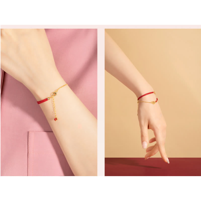 Bracelet en fil rouge « Verrou de bons vœux » pour la chance et la protection