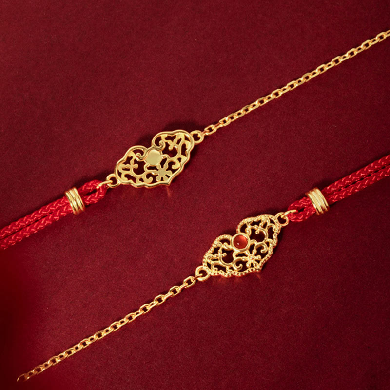 Bracelet en fil rouge « Verrou de bons vœux » pour la chance et la protection