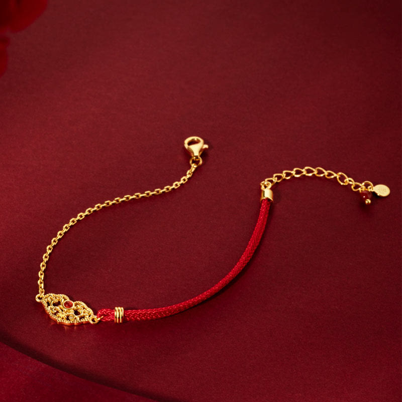 Bracelet en fil rouge « Verrou de bons vœux » pour la chance et la protection
