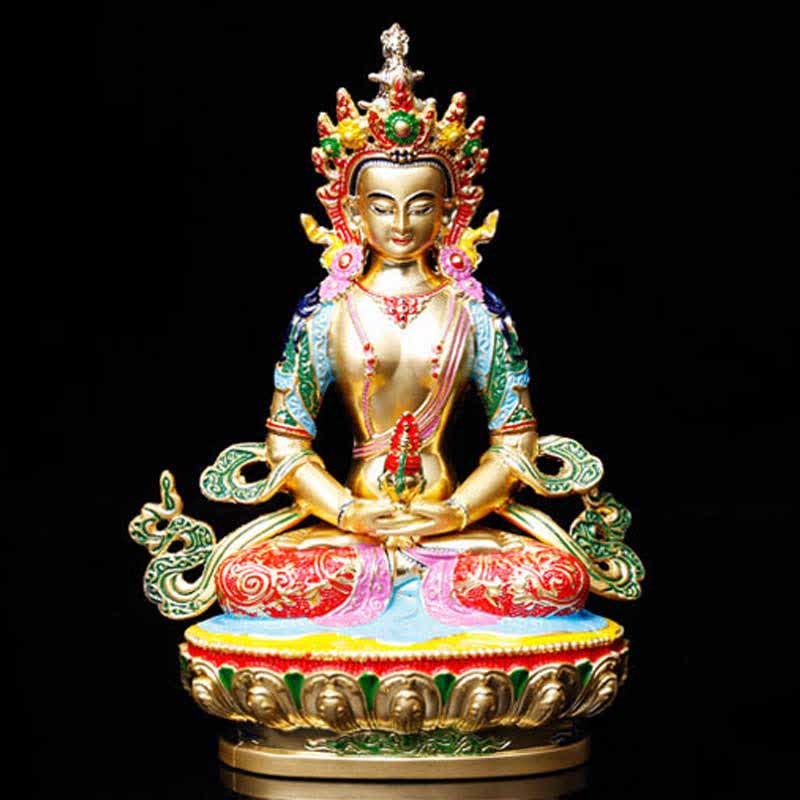 Statue de Bouddha de la Longévité 16 cm Figurine de Sérénité en Alliage