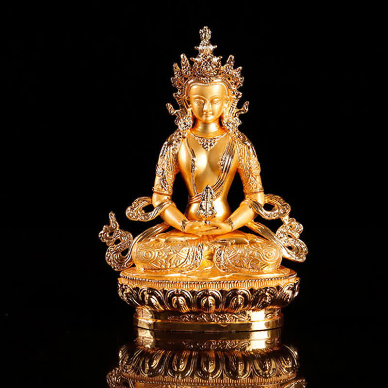 Statue de Bouddha de la Longévité 16 cm Figurine de Sérénité en Alliage