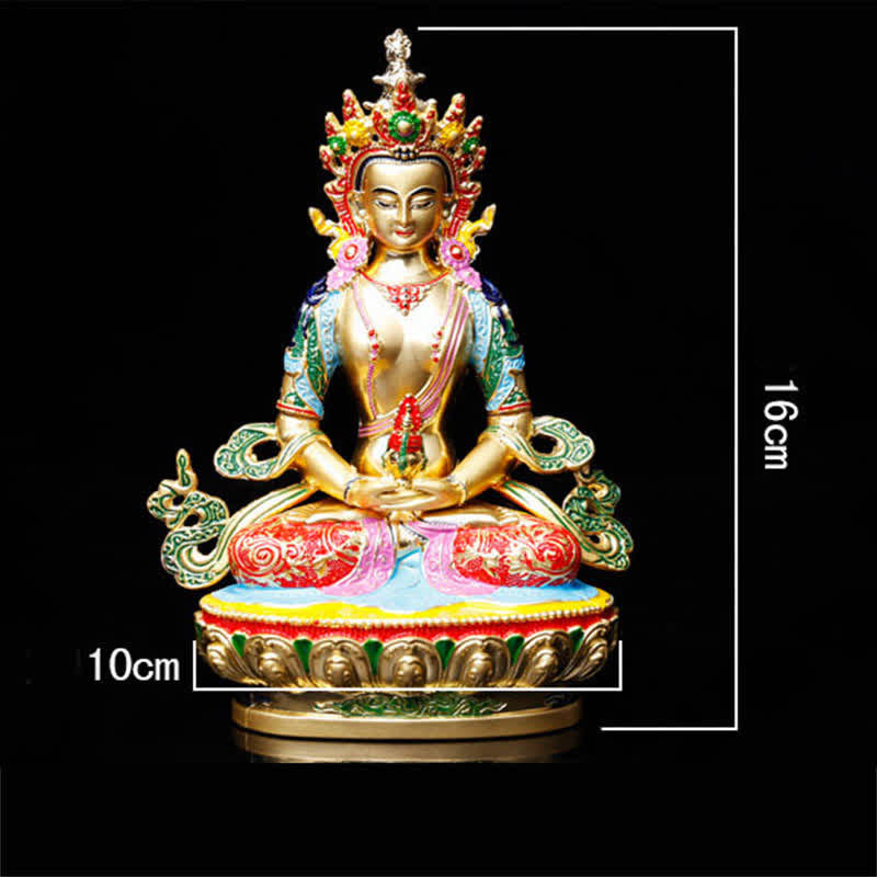 Statue de Bouddha de la Longévité 16 cm Figurine de Sérénité en Alliage
