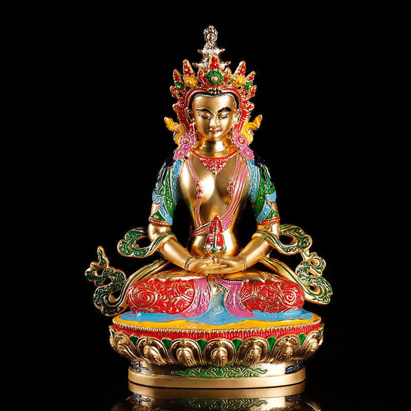 Statue de Bouddha de la Longévité 16 cm Figurine de Sérénité en Alliage