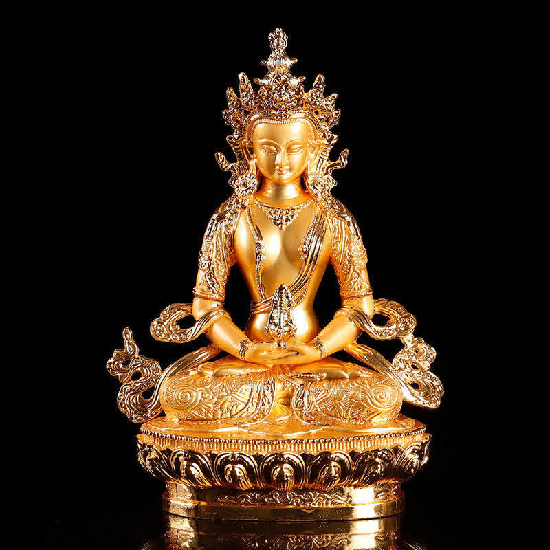 Statue de Bouddha de la Longévité 16 cm Figurine de Sérénité en Alliage