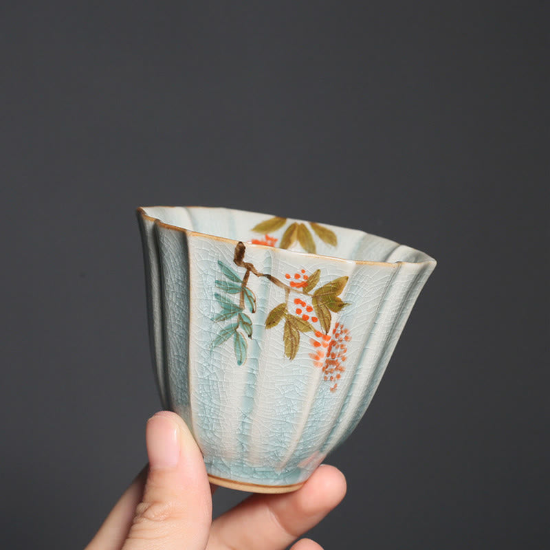 Tasse à thé Kung Fu en céramique de cornouiller de nèfle 75 ml Décor zen